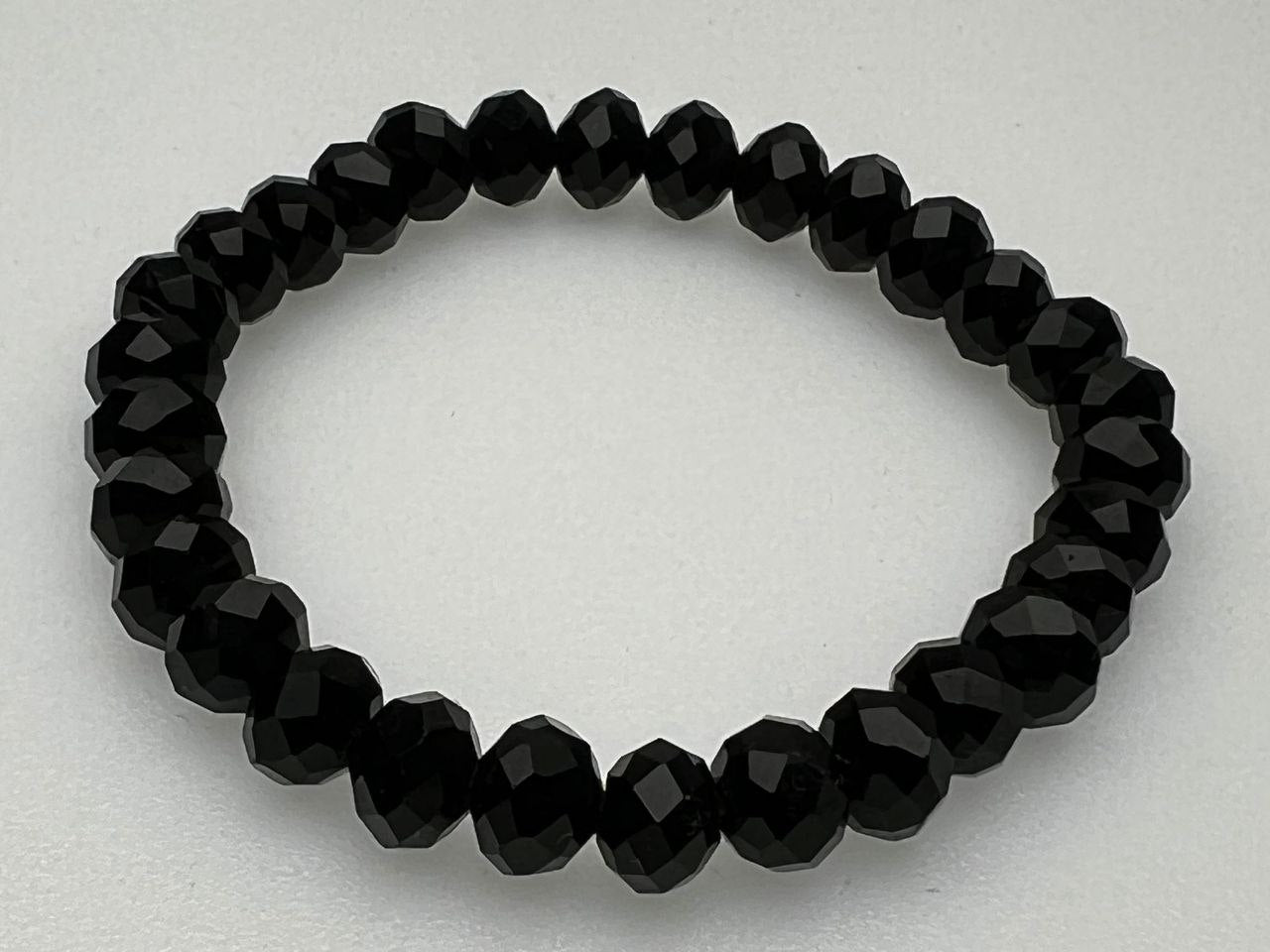Black tourmaline natural faceted beads bracelets