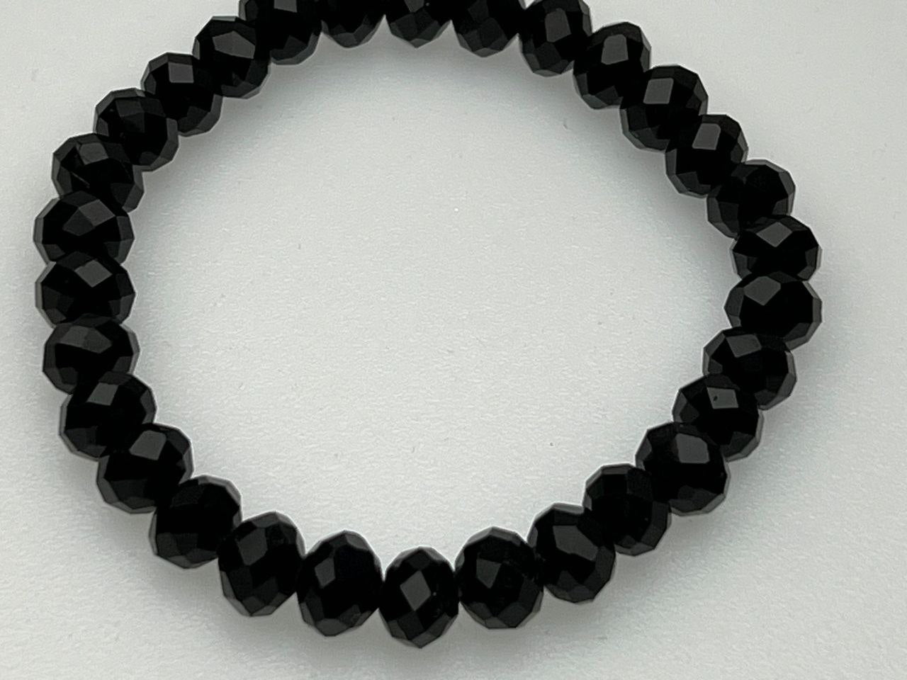 Black tourmaline natural faceted beads bracelets