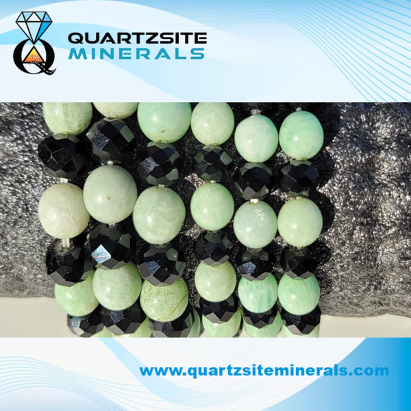 Amazonite with black tourmaline Crystal beads Bracelets