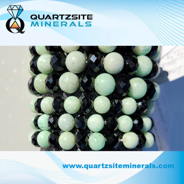 Amazonite with black tourmaline Crystal beads Bracelets